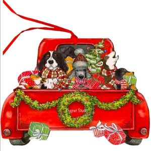 LPG Greetings Dogs in Red Truck Christmas Hanging Ornament Cards, 12 ct
